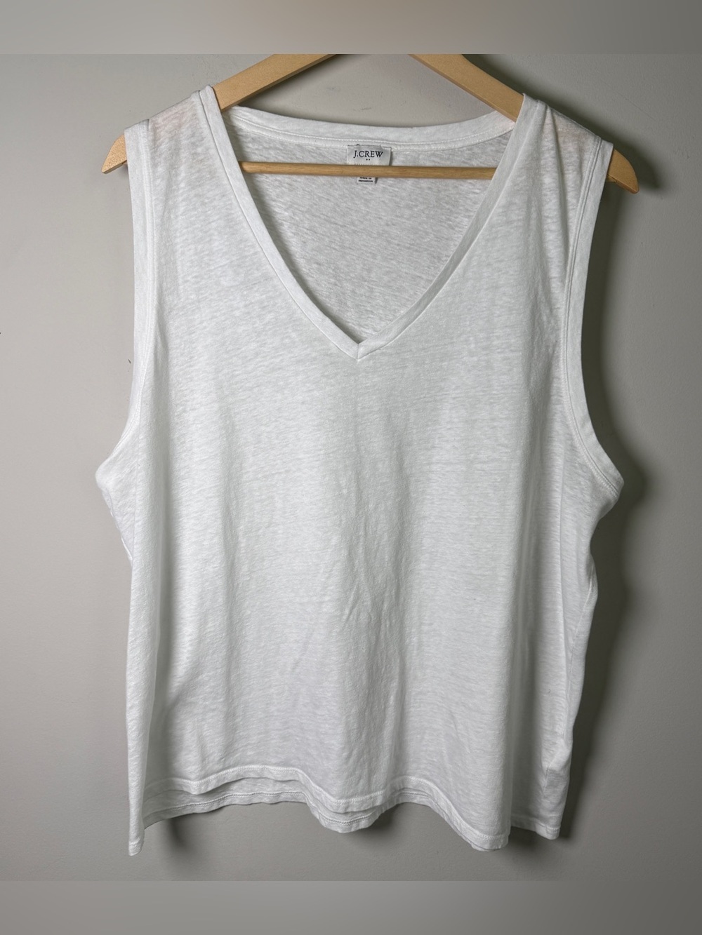 J Crew V Neck Muscle Tank Top White Burnout Cotton Blend Relaxed Fit 2X